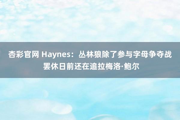 杏彩官网 Haynes：丛林狼除了参与字母争夺战 罢休日前还在追拉梅洛·鲍尔