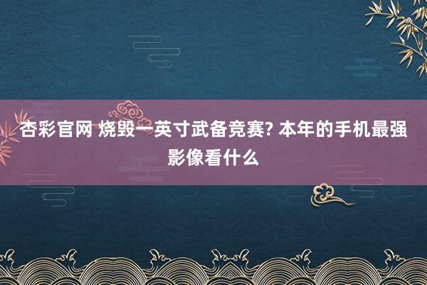 杏彩官网 烧毁一英寸武备竞赛? 本年的手机最强影像看什么
