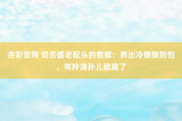 杏彩官网 知否盛老配头的救赎：养出冷眼狼别怕，有拎清孙儿就赢了