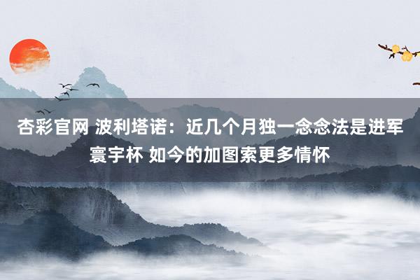 杏彩官网 波利塔诺：近几个月独一念念法是进军寰宇杯 如今的加图索更多情怀
