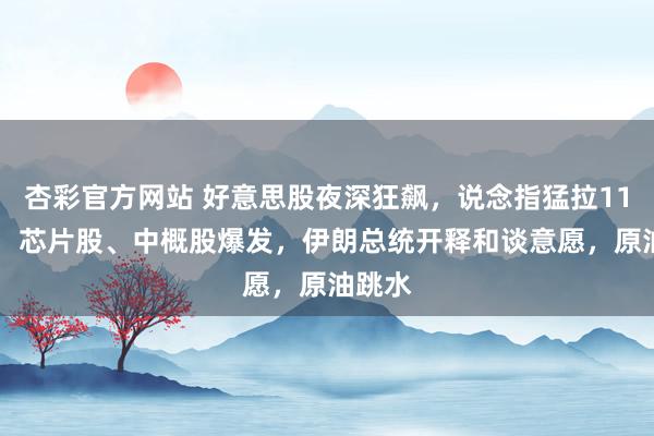 杏彩官方网站 好意思股夜深狂飙，说念指猛拉1100点，芯片股、中概股爆发，伊朗总统开释和谈意愿，原油跳水