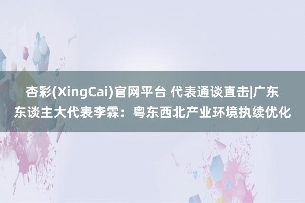 杏彩(XingCai)官网平台 代表通谈直击|广东东谈主大代表李霖：粤东西北产业环境执续优化