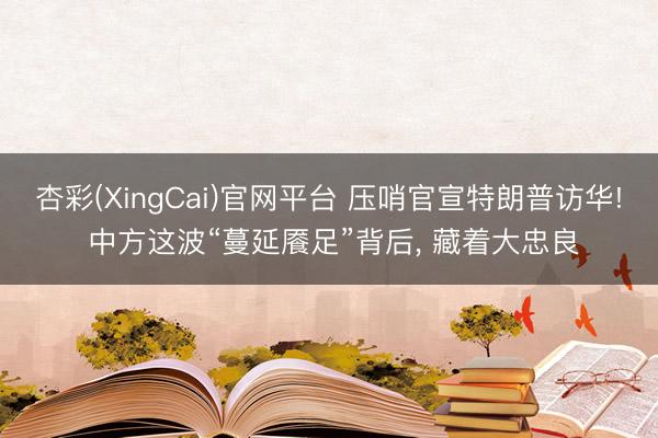 杏彩(XingCai)官网平台 压哨官宣特朗普访华! 中方这波“蔓延餍足”背后， 藏着大忠良