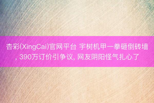 杏彩(XingCai)官网平台 宇树机甲一拳砸倒砖墙， 390万订价引争议， 网友阴阳怪气扎心了