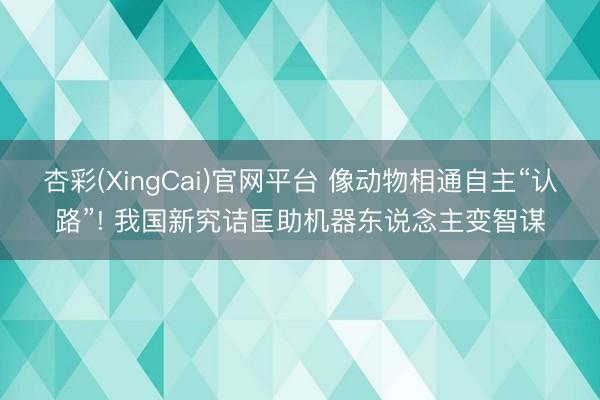 杏彩(XingCai)官网平台 像动物相通自主“认路”! 我国新究诘匡助机器东说念主变智谋
