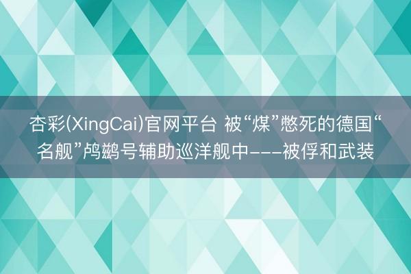 杏彩(XingCai)官网平台 被“煤”憋死的德国“名舰”鸬鹚号辅助巡洋舰中---被俘和武装