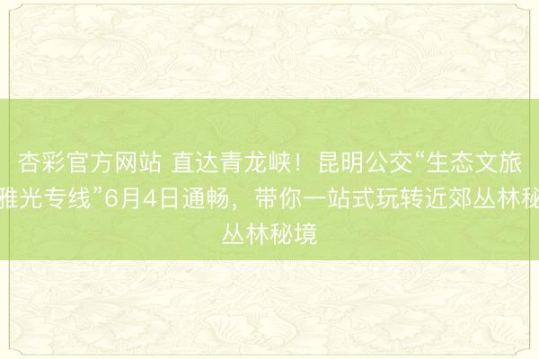 杏彩官方网站 直达青龙峡！昆明公交“生态文旅不雅光专线”6月4日通畅，带你一站式玩转近郊丛林秘境