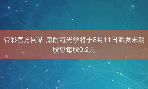 杏彩官方网站 康耐特光学将于8月11日派发末期股息每股0.2元