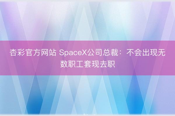 杏彩官方网站 SpaceX公司总裁：不会出现无数职工套现去职