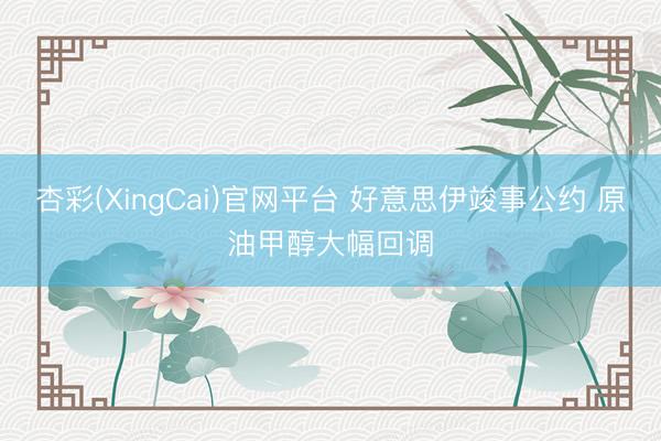 杏彩(XingCai)官网平台 好意思伊竣事公约 原油甲醇大幅回调